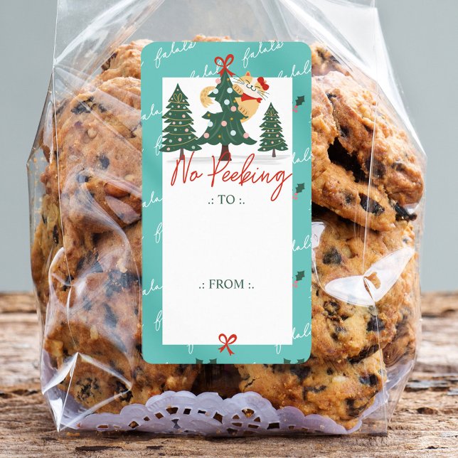 No Peeking Cute Peeking Cat Christmas Tree (No Peeking Cute Peeking Cat Christmas Tree Label)