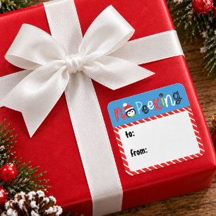 No Peeking Cute Whimsical Kids Christmas Gift Tag