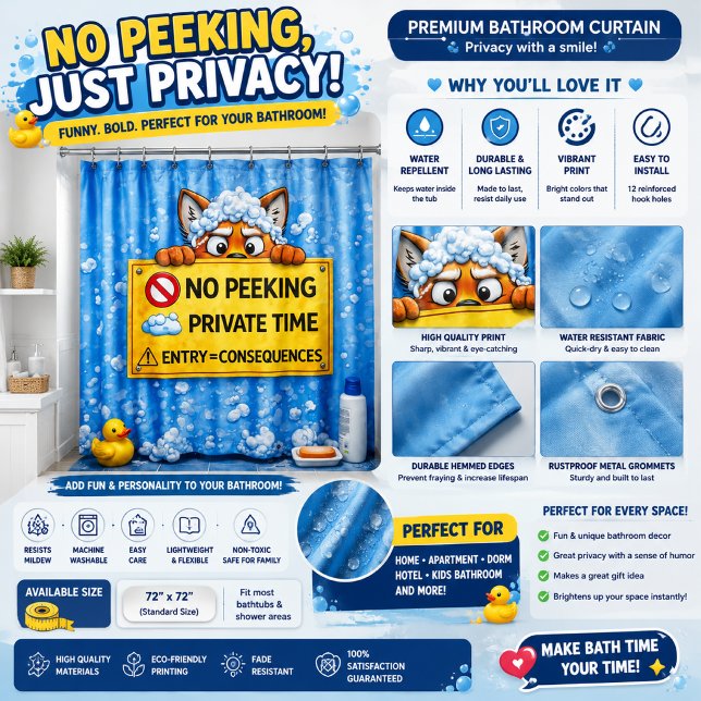 No Peeking – Private Shower Time | Funny Bathroom  Curtain (Creator Uploaded)