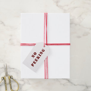 No Peeking Red And White Holiday Gift Tag