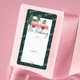 No Peeking Santa's Comin' To Town Pink Retro Van