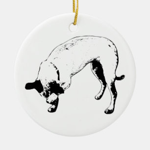 No Peeking Terrier OrnBashful Terrier Holiday Peek Ceramic Tree Decoration