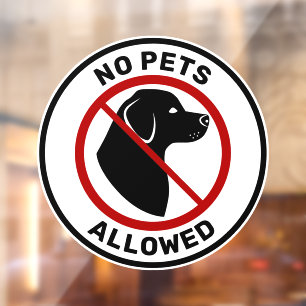 No Pets Allowed With Cute Dog Head & Custom Text