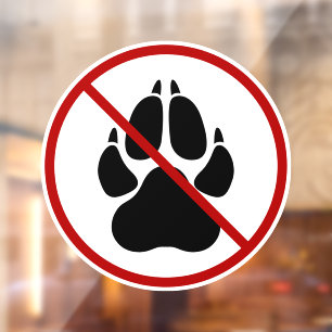 No Pets / Dogs Allowed Black Dog Paw Silhouette