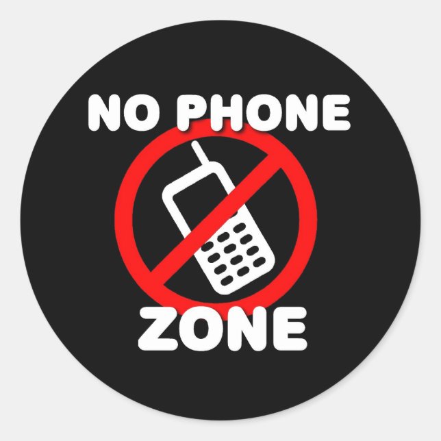 No Phone Zone Classic Round Sticker (Front)