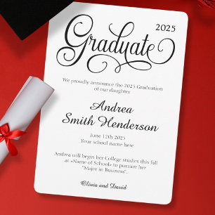 No Photo Elegant Typography Graduation Announcement