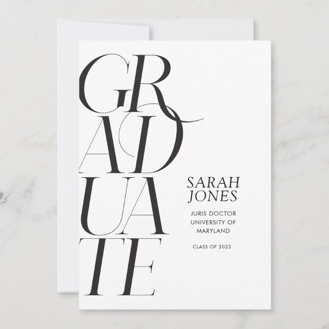 No Photo Minimalist Graduation  Invitation (Front)