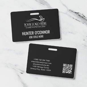 No Photo White Font Name Title & Logo ID Badge