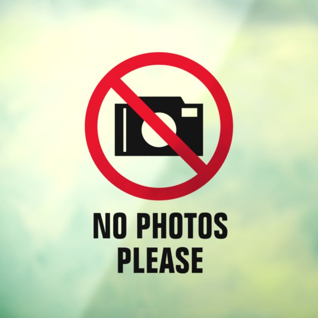 No photos allowed transparent window cling sign (Sheet 3)