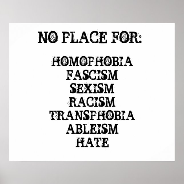 No Place For Hate Poster (Front)