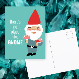 NO PLACE LIKE GNOME Cute Mushrooms Elf Colourful  Postcard