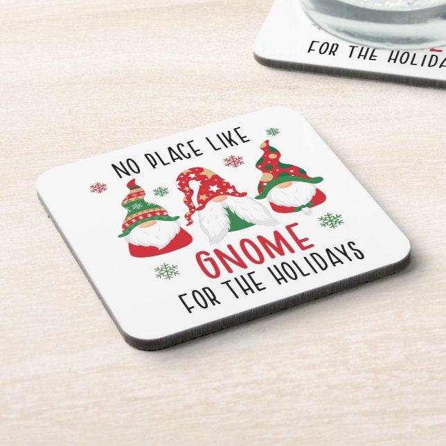 No Place Like Gnome For The Holidays Christmas Coaster (Left Side)