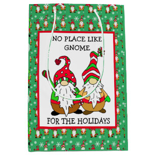 No Place like Gnome for the Holidays Christmas Medium Gift Bag