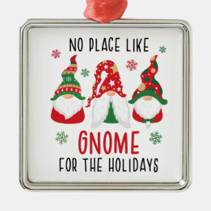 No Place Like Gnome For The Holidays Christmas Metal Tree Decoration