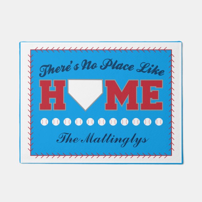 No Place Like Home Baseball Door Mat (Front)
