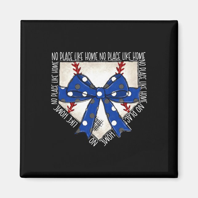 No Place Like Home Coquette Bow Game Day Softbyll  Magnet (Front)
