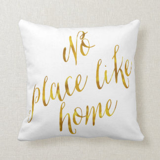 No Place Like Home Quote Faux Gold Foil Metallic Cushion