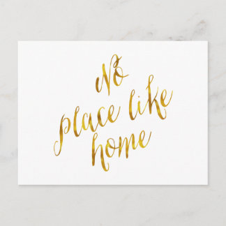 No Place Like Home Quote Faux Gold Foil Metallic Postcard