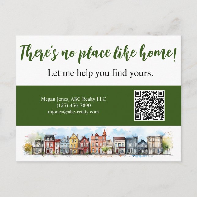 No Place Like Home Real Estate Green Marketing Postcard (Front)