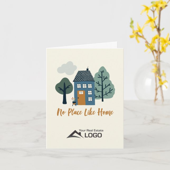 No Place Like Home Scandinavian Custom Real Estate Card (Yellow Flower)