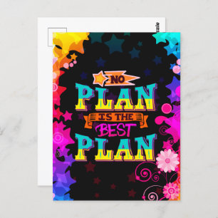 No plan is the best plan colourful stars postcard