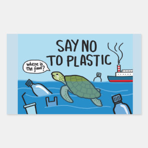 No Plastic Rectangular Sticker