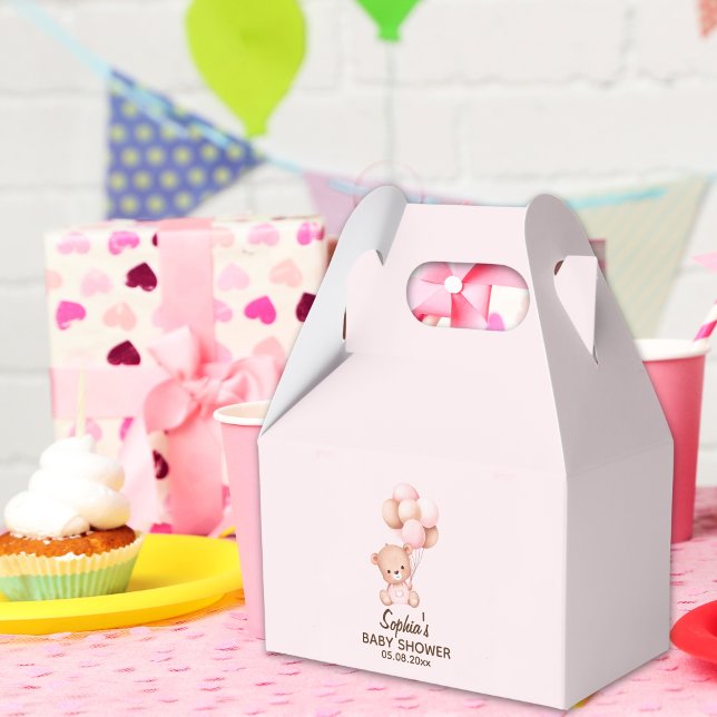No podemos esperar mas Lindo oso Rosa Baby shower Favour Box (Creator Uploaded)