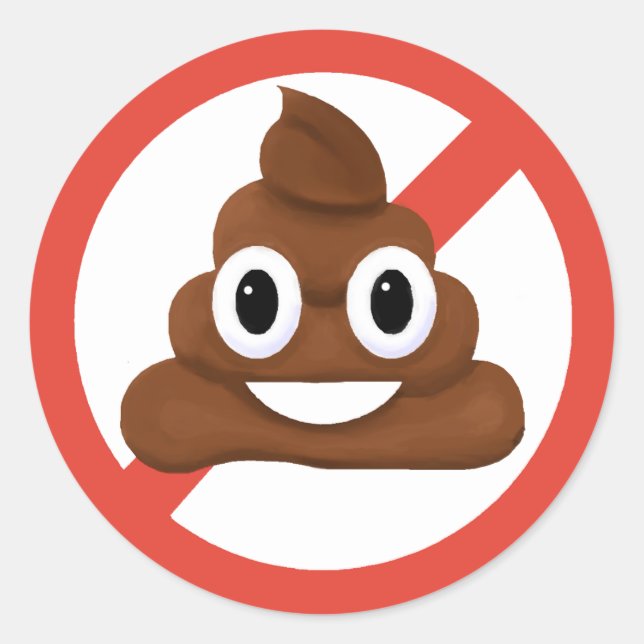 No poop classic round sticker (Front)