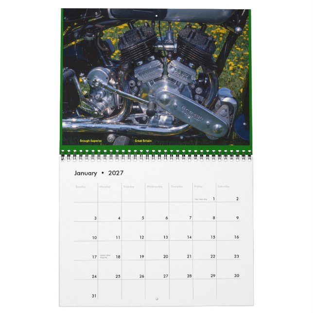 NO PORK 2013 Vee Twin Motorcycle Engine Calendar (Jan 2027)