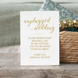 No Posting To Social Media Gold Wedding Place Card