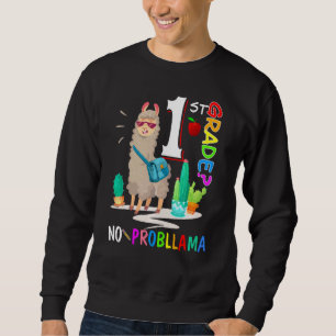 No Prob Llama 1st Grade Back To School  Girl Llama Sweatshirt