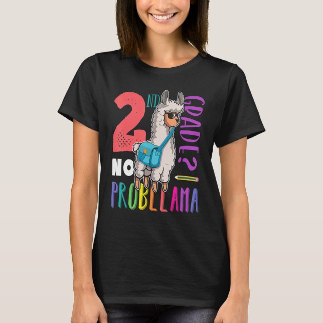 No Prob Llama 2nd Grade Back To School Girl T-Shirt (Front)