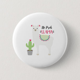 No Prob Llama 6 Cm Round Badge