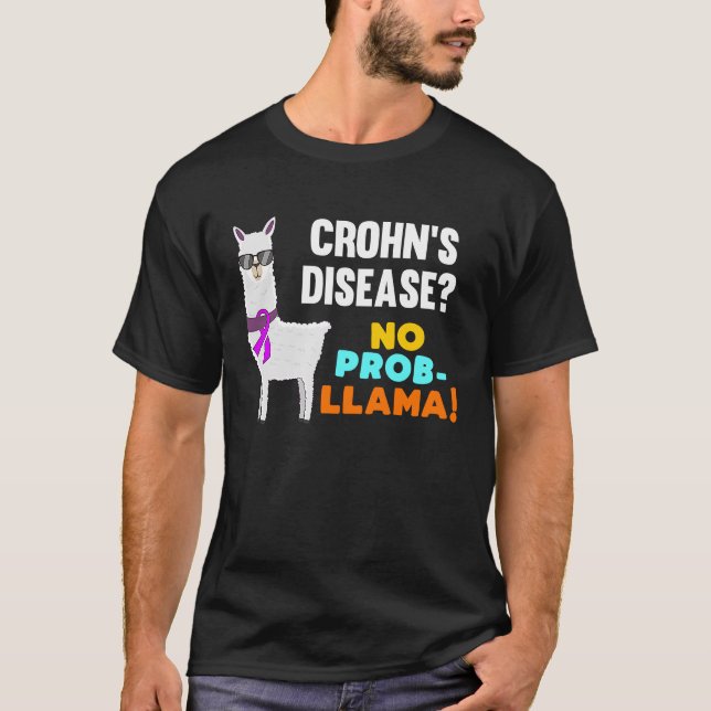 No Prob Llama Crohn's Disease Warrior Survivor Awa T-Shirt (Front)