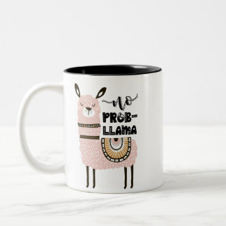 No Prob-Llama Cute Funny Two-Tone Coffee Mug