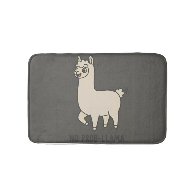 "No Prob-Llama" Cute Llama Doodle - Chill Vibe Bath Mat (Front)
