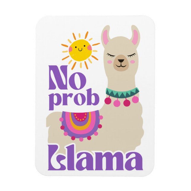 No Prob-Llama, Cute Llama Festive Sunny Magnet (Vertical)