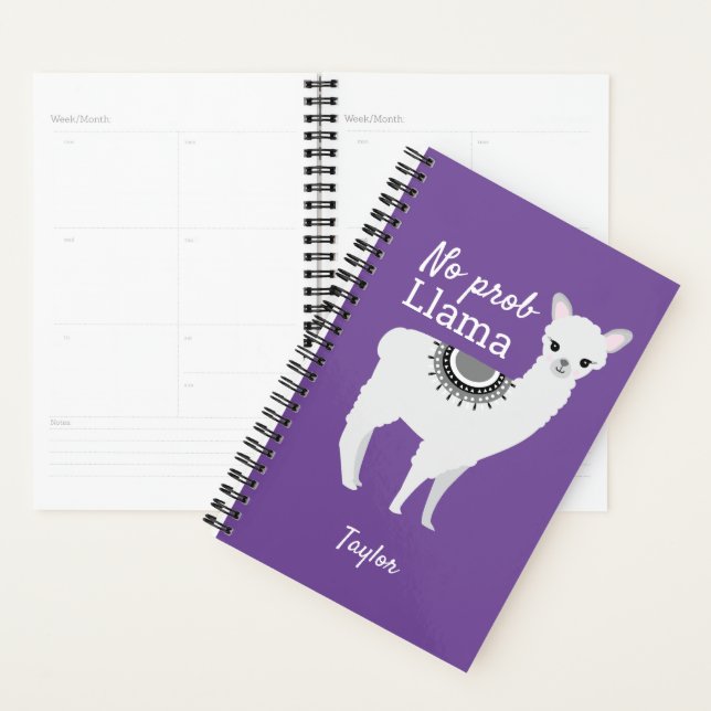 No Prob Llama cute llama illustration Purple Planner (Display)