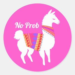No Prob Llama Cute Party Classic Round Sticker