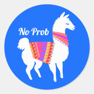 No Prob Llama Cute Party Classic Round Sticker