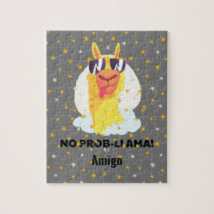 No-Prob-Llama Funny Cute Llama with Stars  Jigsaw Puzzle