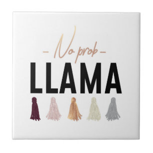 No Prob Llama Gold Tassels Tile