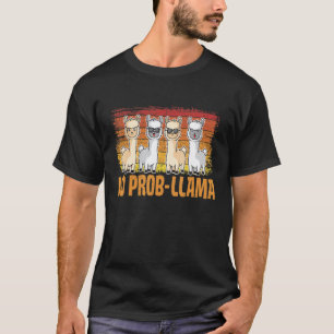 No Prob Llama Mens Women Animal Llama Retro 5 T-Shirt