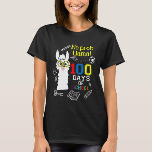 No Prob Llama Nerdy Cute Animal 100th Days Of Scho T-Shirt