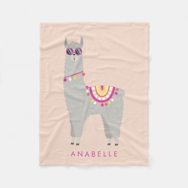 No Prob - Llama - Personalised kids Fleece Blanket (Front)
