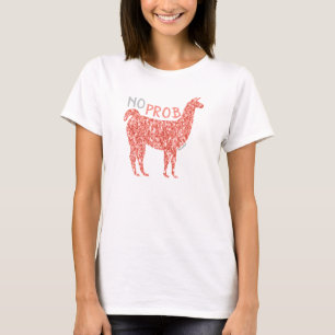 No Prob Llama pink coral glitter Sparkles T-Shirt