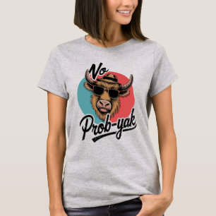 No Prob-Yak Retro Cool Yak Design T-Shirt