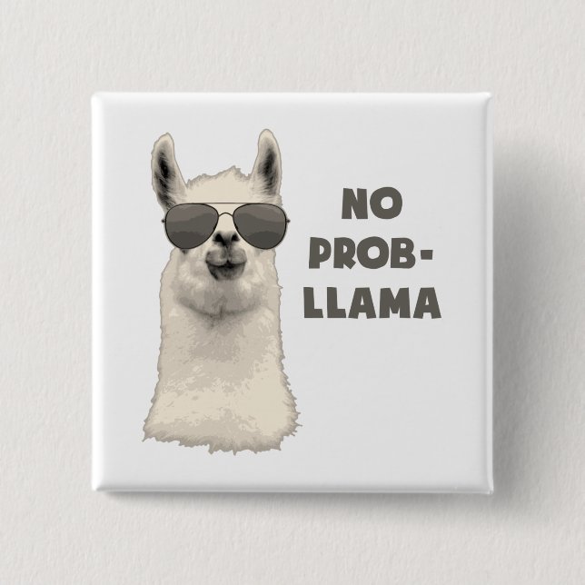 No Problem Llama 15 Cm Square Badge (Front)
