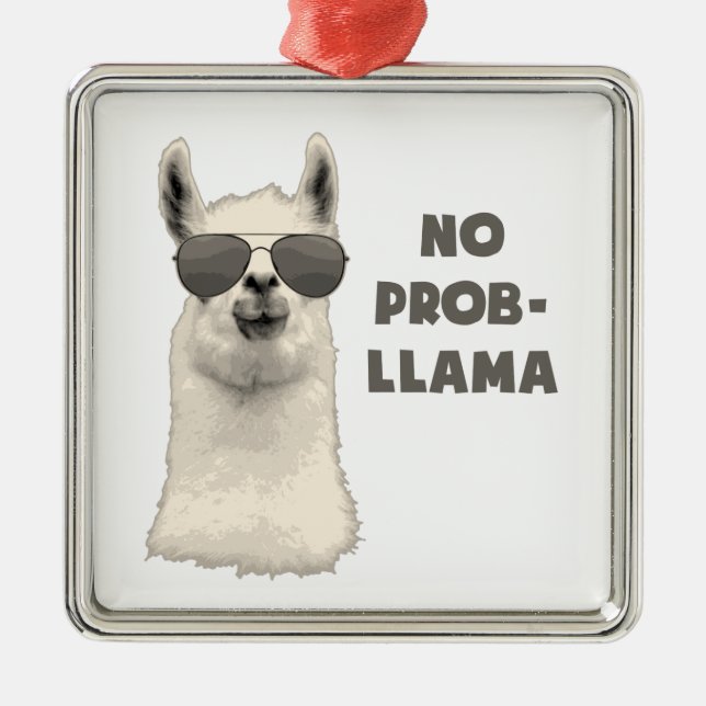 No Problem Llama Metal Tree Decoration (Front)
