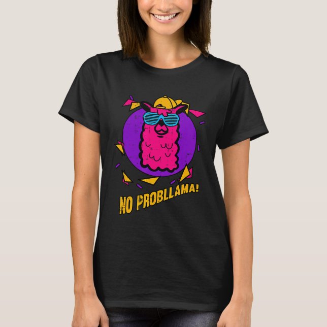 No Problem Llama Retro Party Cute Animals Hallowee T-Shirt (Front)